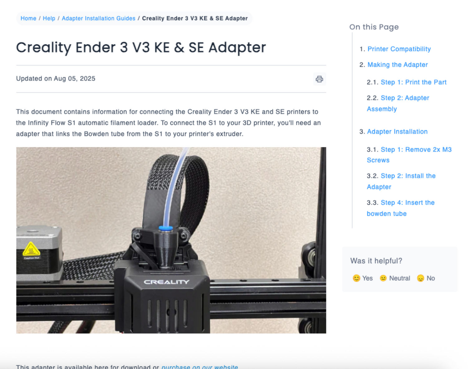 creality ender 3 v3 ke adapter installation guide