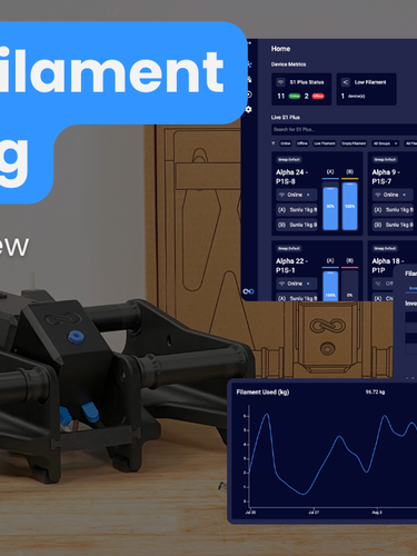 Smart filament tracking system with software interface and infinity flow S1 plus for automated filament changes