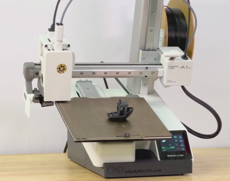 A1 mini auto clear tilt kit video of automatic bed clearing 3d print removal